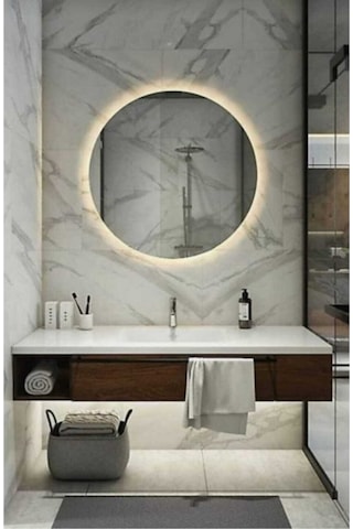 Gümüş Renk Ledli Banyo Konsol Aynası 80 CM
