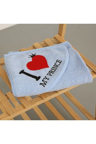 %100 Pamuk Yenidoğan Bebek Kundak Nakışlı Banyo Havlusu Krem 0 - 36 Ay