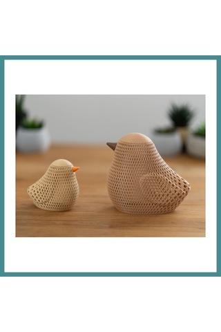 Trendexa 3d Baskı Örgü Desenli Serçe Figürlü Tealight Mumluk Bahar Dekoratif Mum Tutucu Mac Çok Renkli