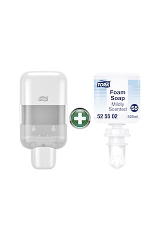 Tork Mini S5 Sabun Ve Dezenfektan Dispenseri Beyaz 565200 + Köpük Sabun 525502 Hediyeli