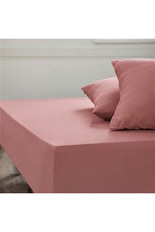 Maki Home %100 Pamuklu Gül Kurusu 90x190+50x70 Cm Tek Kişilik Lastikli Çarşaf Takımı