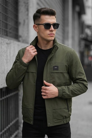 Oksit Trend Style Slim Fit Suya Dayanıklı Erkek Mevsimlik Ceket - Fermuarlı Ve Cepli Haki