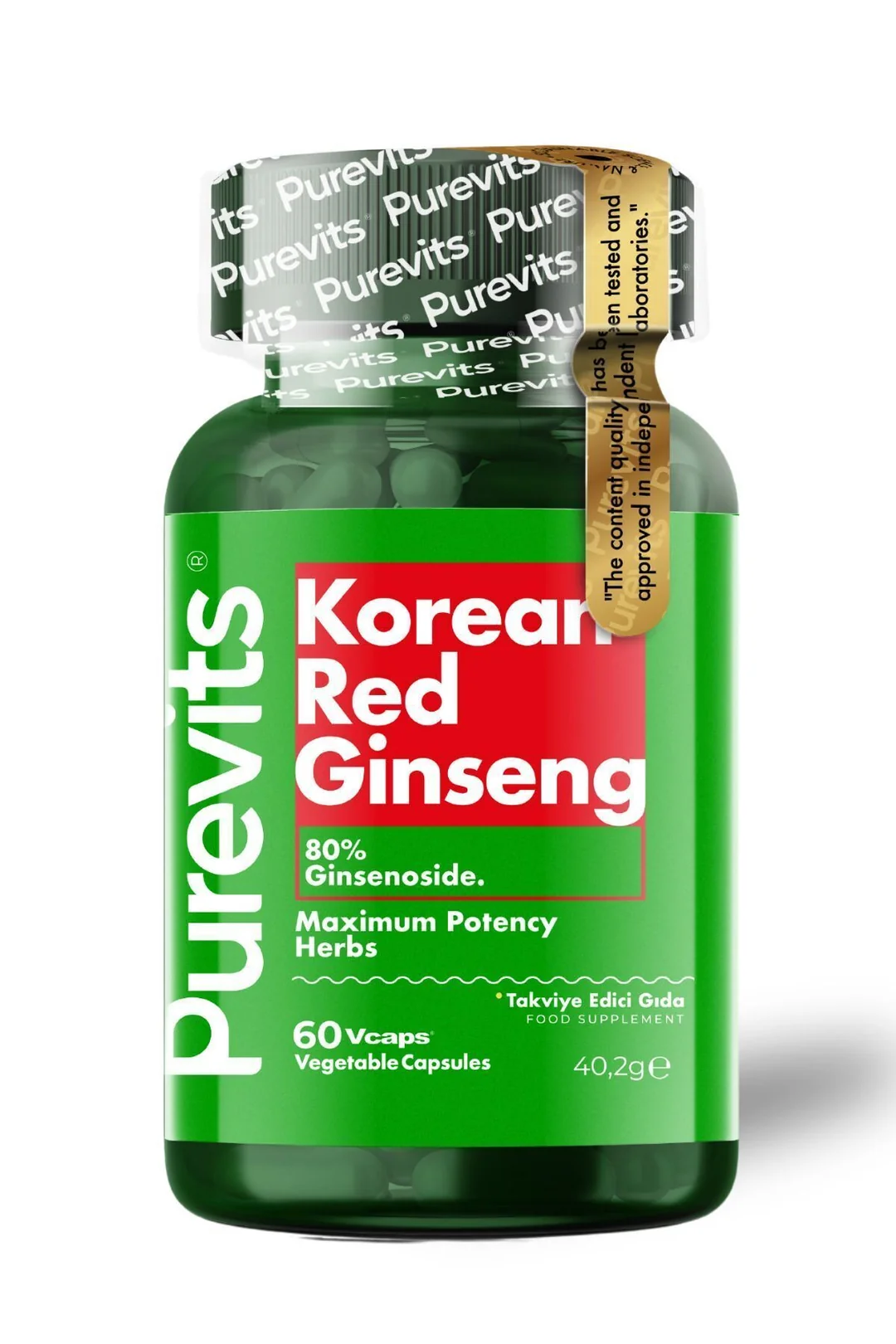 Purevits Korean Red Ginseng 500 Mg 60 Vegan Kapsül
