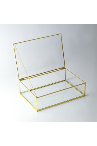 Cam Kutu Pirinç & Gold 35x25x5cm