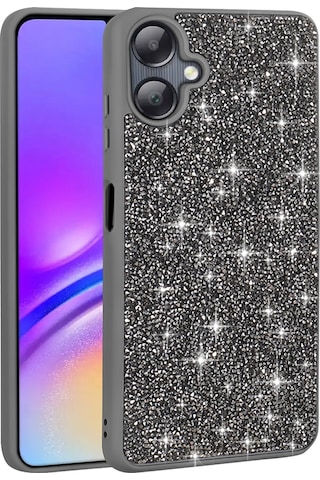 Zore Galaxy Uyumlu A06 Kılıf Parlak Taşlı Tasarım Sys Pırlanta Kapak - Gri Gri