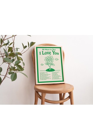 Seni Seviyorum Duvarı, Olumlu Olumlamalar, Yeşil, Retro Duvar Dekoru