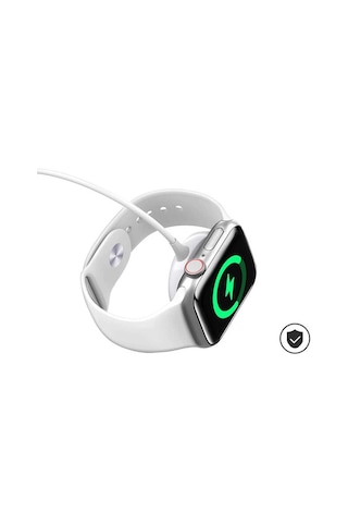 Beyaz Akıllı Saat Wireless To Lightning Type-c Şarj Kablosu 1.2m-zore