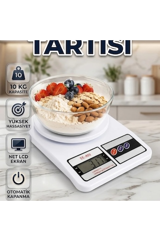 Dijital Mutfak Tartısı 10 Kg Kapasiteli Lcd Ekranlı Otomatik Kapanmalı Hassas Ölçüm