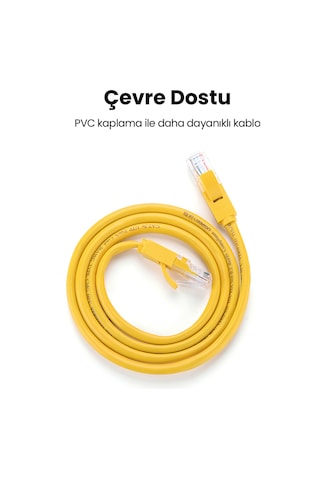 Ugreen Cat5e Ethernet Kablosu, 3 Metre, Sarı, 11232