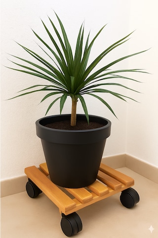 Ahşap Saksı Altlığı Tekerlekli 1