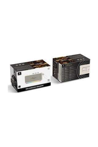 Lenyes S876 Supreme Serisi Rgb Işıklı Taşınabilir Su Geçirmez Tws Bluetooth Hoparlör V5.3 45w Bej