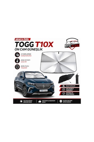 Togg T10x Şemsiye Tip Ön Cam Güneşliği Katlanabilir Uv Korumalı Araç Cam Güneşlik