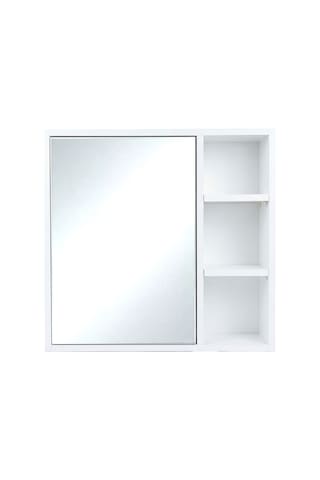 Aynalı, Açık Raflı, Bas-aç Kapaklı Banyo Dolabı 5980 Beyaz