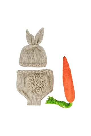 Yeni Doğan Bebek Tuhla Ve Pantolon Fotoğraf Seti Pembe Beyaz