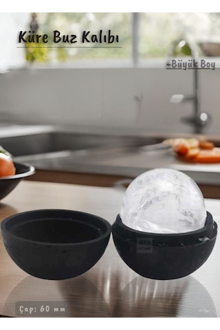 Küre Pro Buz Kalıbı Silikon Küre Çikolata Kalıbı Siyah Çap 60 Mm Siyah