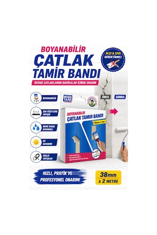 Boyanabilir Çatlak Tamir Bandı 38 Mm X 2 Metre Kendinden Yapışkanlı Duvar Ve Tavan Çatlak Onarım B