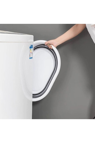 Katlanır Çamaşır Banyo Sepeti Beyaz - Gri
