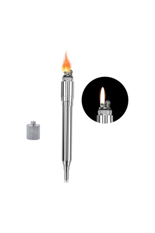 Wezone Stainless Steel Çakmaklı Ateş Blowerı - İçin Çadır, Macera, Acil Durumlar - Uzatılabilir 12.2-51.3 Cm - Hafif Ve Taşınabilir Gümüş