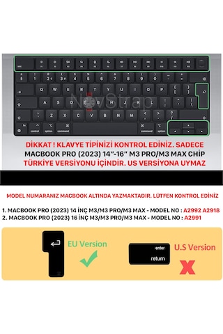 Novstrap  Macbook Pro M3 16 İnç A2991 İle Uyumlu Türkçe Q Klavye Siyah Klavye Koruyucu Kılıf Karışık Çok Renkli