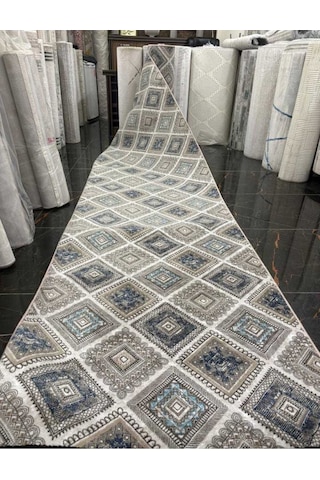 Nesrin Kaymaz Jel Taban Modern Kesme Yolluk Salon Halisi Koyu Gri Lacivert
