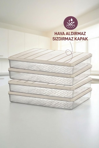 Selka Home 4 Adet 2,25 Lt. Nora Organizer Buzdolabı Buzluk Düzenleyici Saklama Kabı