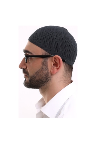 Dantel Pamuklu Triko Makine Örme Takke Siyah