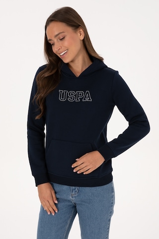 U.S. Polo Assn. Kadın Lacivert Şardonlu Kapüşonlu Basic Sweatshirt 50313566-VR033