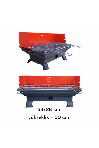 Piknik Mangalı Siperli, Sabit Ayaklı 1032 Kırmızı - Siyah