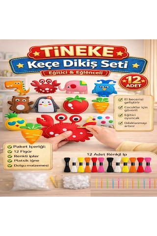 Tineke 12 Adet Çocuklar Için Kendin Yap Montessori Keçe Dikiş El Sanatları Seti 3 Yaş Üzeri Çocuklar Için 12