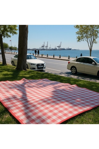Pinterest Piknik Örtüsü 200x150 Cm Su Geçirmez Çift Katlı Kamp Ve Plaj Örtüsü Kırmızı