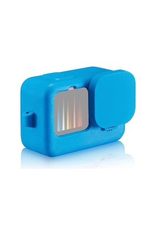 Ayex Hero 9 Silikon Kılıf Mavi Gopro Hero 9 / 10 / 11 / 12 / 13 İle Uyumlu, Lens Kapaklı
