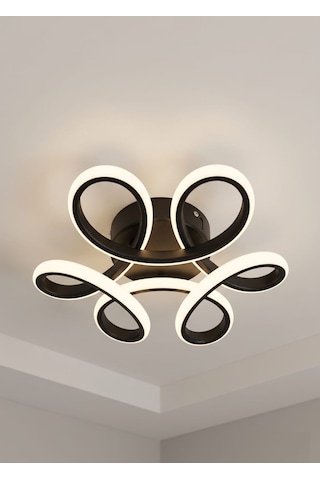 Liva Serisi 3 Renk Işıklı Premium Led Avize - Modern Geometrik Tasarım SİYAH 1.MODEL