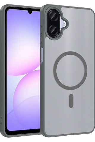 Ardemix Samsung Uyumlu Galaxy A07 Kılıf M-safe Şarj Özellikli Zore Babet Kapak - Gri