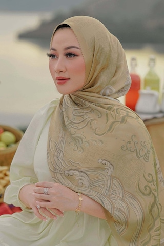Buttonscarves Wave Saten Şal - Sunrise Kahverengi