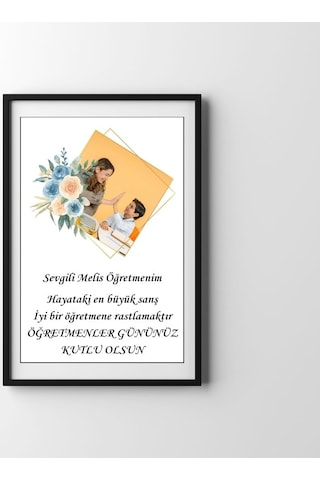 Öğretmenler Günü Hediyesi Kişiye Özel İsimli Duvar Tablosu Yapışkanlı Sök Tak Çerçeveli