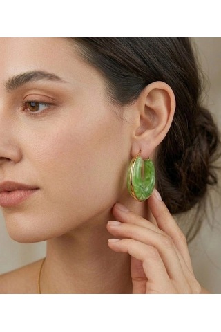 Mint Glow Vintage Halka Küpe Çok renkli