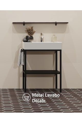 Creavit Arya Lavabo Dolabı 70 Cm Siyah Siyah