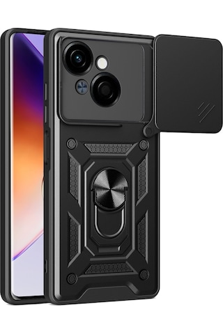 Apsuwa Tecno Spark Go 1 Kılıf Pars Yüzüklü Standlı Darbe Korumalı Siyah