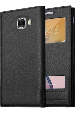 Samsung Galaxy C7 Uyumlu Pencereli Kapaklı Magnum Kılıf