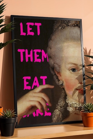 Let Them Eat Cake Marie Antoinette Çerçeveli Tablo İronik Klasik Sanat Portresi Altered Art