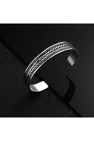 925 Ayar Gümüş Unısex Kelepçe Bileklik Gümüş