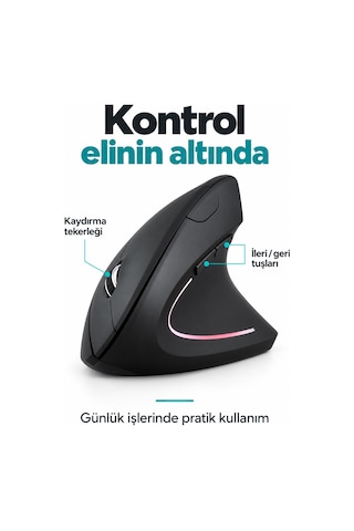 Sessiz Click Kablosuz Ergonomik Dikey Mouse Bluetooth 2.4 Ghz Usb Çift Cihaz Geçişli Dpi -