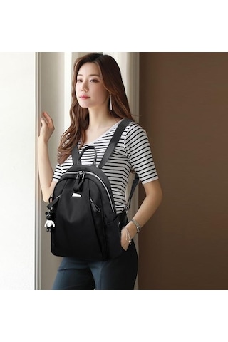 Tongxida Moda Büyük Kapasiteli Kadın Seyahat Öğrenci Su Geçirmez Siyah Sırt Çantası Siyah