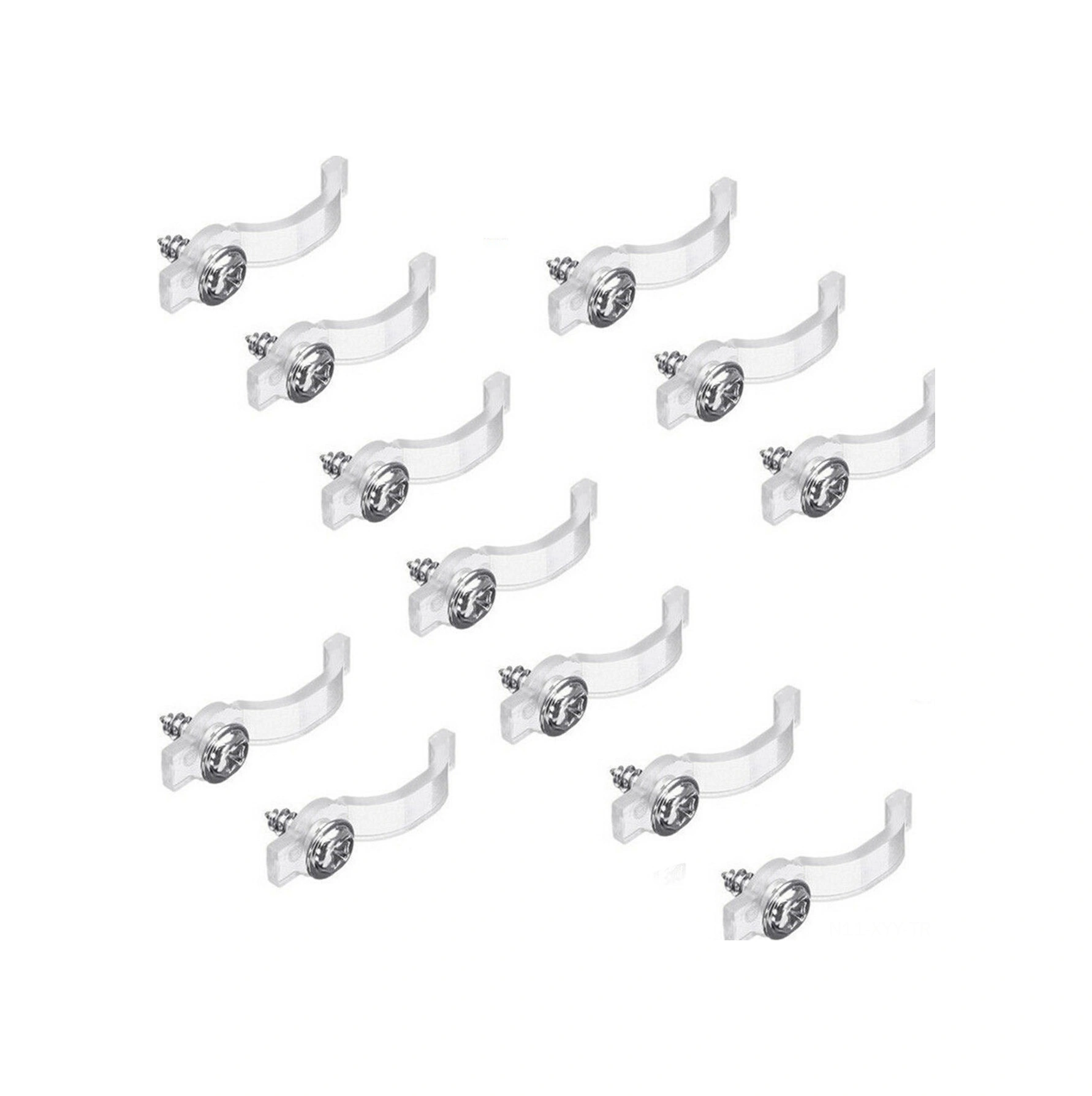 Yaleker 3528/5050 Led Bandı Sabitleme Kiti - Şeffaf Yaylı Tutucular, 100 Adet Klem Ve 100 Vida İle Güvenli Montaj Beyaz
