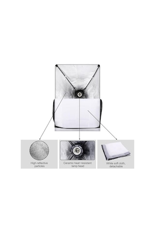 Rabsev Softbox İkili Set 50x70Cm Sürekli Işık Seti 2 Metre Ayaklı 3'lü E27 Duylu Ürün Fotoğraf Çekim Işığı
