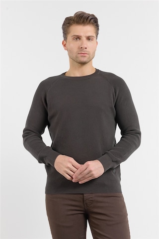 İmza Haki Bisiklet Yaka Uzun Kol Cepsiz Standart Fit Kazak Pamuk Triko 1012260150 XL