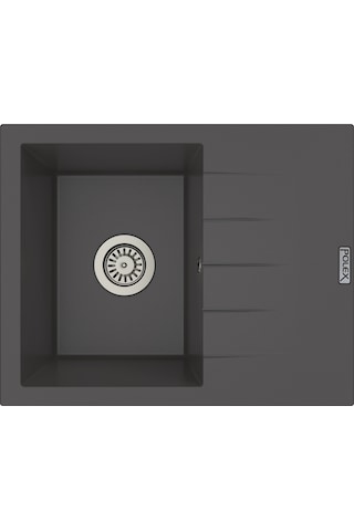 Polex Cristalüx Granit Evye P-S60 Antrasit Tezgah Altı Ve Tezgah Üstü Kare Mutfak Evyesi 60.5x49.5 CM