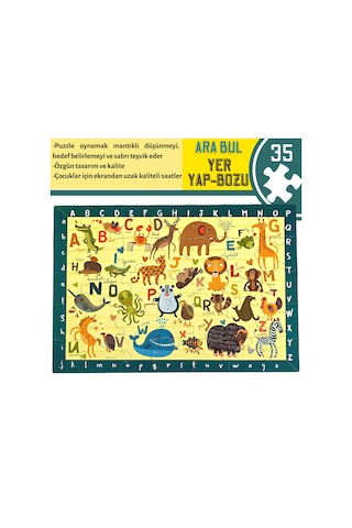 Doerkids Baby Puzzle Hayvanlar İngilizce Alfabe Eğitici Puzzle