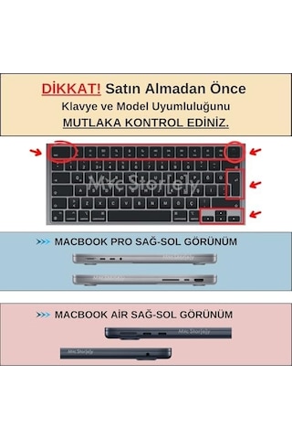 Macbook Klavye Koruyucu Türkçe F Yeni Düzen Uyumlu Air 13.6 15.3 M2 M3 M4 Ve Pro 14.2 16.2 M1 M5 Silikon Klavye Kılıfı İnce Yıkanabilir Kaplama Siyah