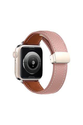 Newface Apple, Uyumlu Watch 42mm Kr414 Daks Deri Kordon - Pembe - Özel Seri 8683140582364